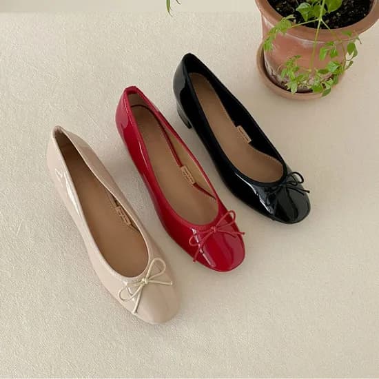 리본 에나멜 펌프스 힐 4.5cm 22,320원