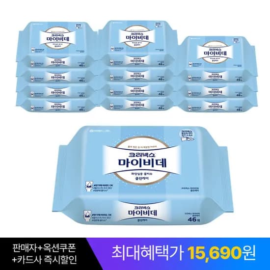 크리넥스 마이비데 클린케어 46매X12팩/ 14,710원