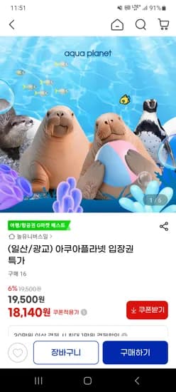 아쿠아플라넷 일산/광교 18,140원~