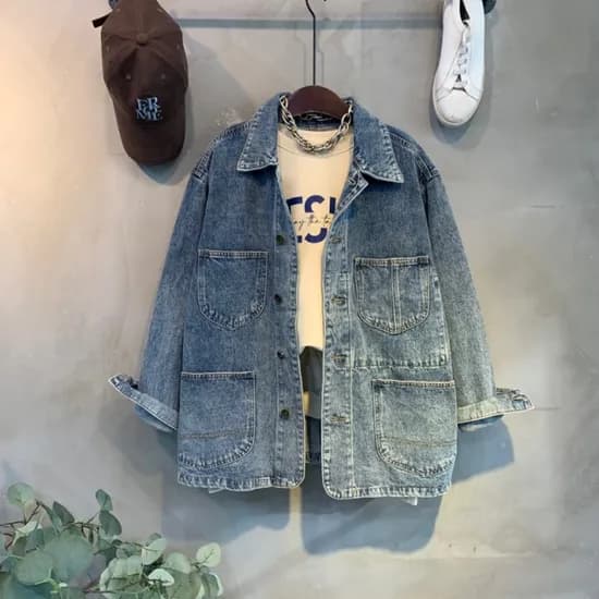 절개 스티치 라인 포켓 카라 루즈핏 청자켓 32,890원