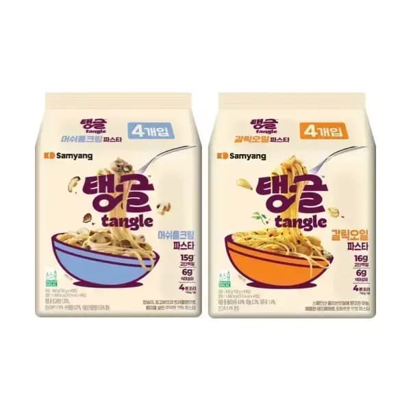 삼양 탱글 단백질 파스타 머쉬룸 크림 4 + 갈릭오일 4 무배 5280원
