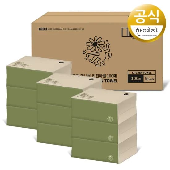 한예지 대나무 뽑아쓰는키친타월 100매 9팩 4,176원