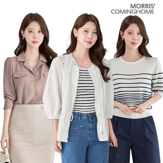 셔링 스트링 7부 소매 집업 점퍼