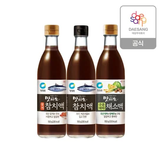 청정원 맛선생 참치액/구운대파 채소액 950g 3종 中 2개  4,556원