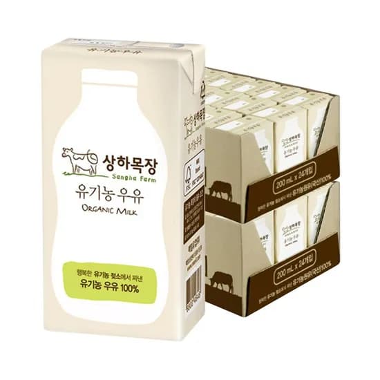 상하목장 유기농 멸균 우유 200ml 48팩 카드 33960원 무배