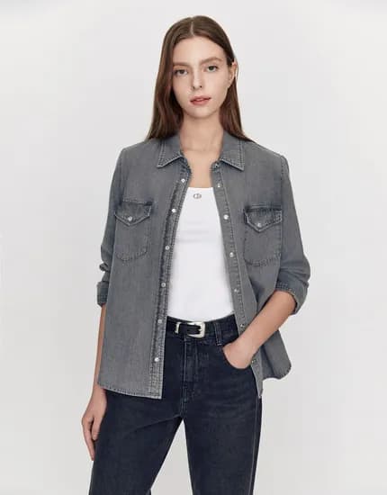 코튼100 데님 셔츠