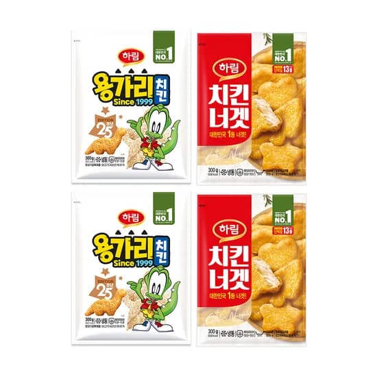 하림 용가리치킨 300g 2봉+치킨너겟 300g 2봉 13,800원