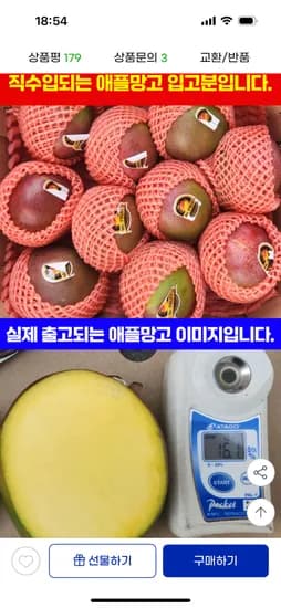 직수입 애플망고(페루) 4kg(7-10과) 24,630원 무배
