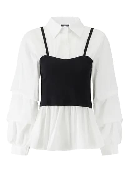 레이어드 뷔스티에 셔링 블라우스 18,900원 무배