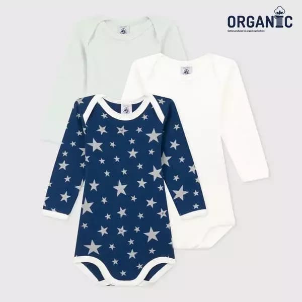 쁘띠바또 오가닉 바디수트 우주복 3팩 16,750원 (유배)