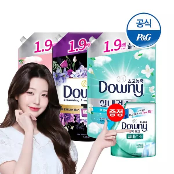 다우니 실내건조 1.35L/1.6L 3개 외+유연제 200ml 증정 20,720원