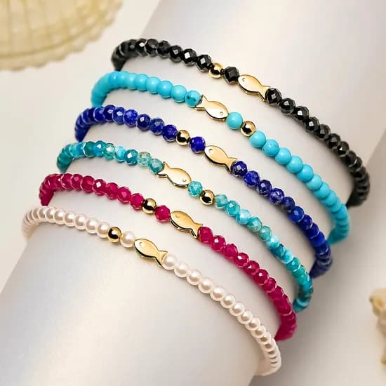 골드앤 14K 행운 물고기 천연석 비즈 팔찌 47,520원 무배