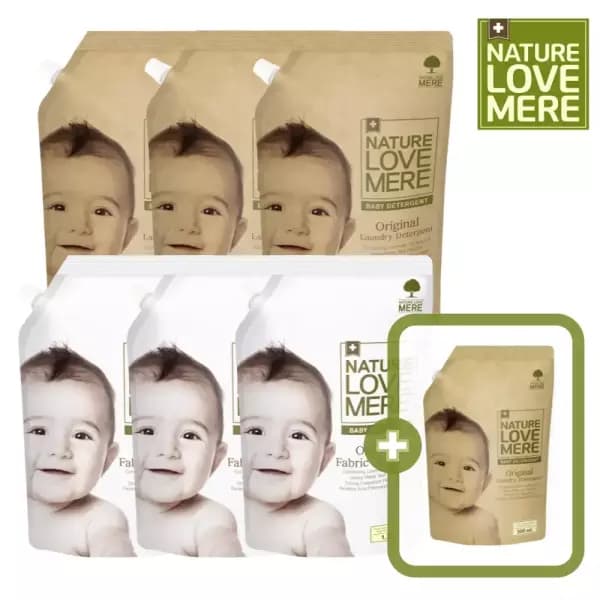 네이쳐러브메레 세탁세제 리필 1.3L 3팩 유연제 1.3L 3팩 세제 500ml 1팩