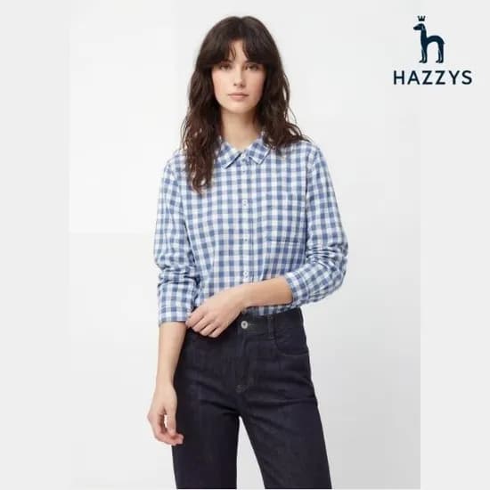 헤지스 레이디스 7부 깅엄체크 셔켓