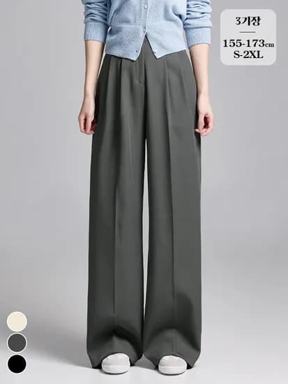 노컷슬랙스 와이드 투핀턱 허리버튼 슬랙스 27,390원 무배