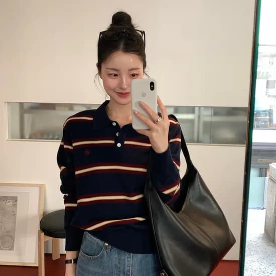 시야쥬 클래식 스트라이프 카라니트 66,830원