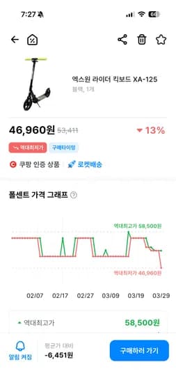 엑스원드라이브 두발 접이식 킥보드