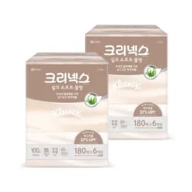 크리넥스 실크소프트 블랑 180매 6입 2팩 각티슈 15730원 초핫딜 (삼카)