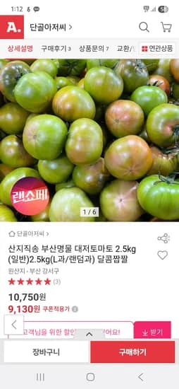 산지직송 부산명물 대저토마토 2.5kg(L과/랜덤과) 9,130원