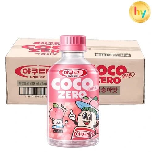 한국야쿠르트 코코바이트 제로 복숭아맛 280ml 24개 26.06.24