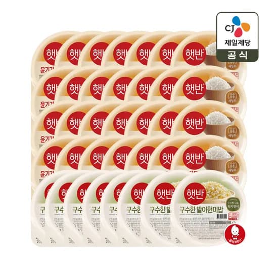 햇반 윤기가득 쌀밥 210g 28개+발아현미밥 210g 8개 총 36개 22,214원(개당 617원)
