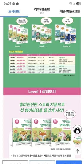 파닉스후 리딩으로넘어갈때 기적의 영어리딩 1A 파닉스 11,300원