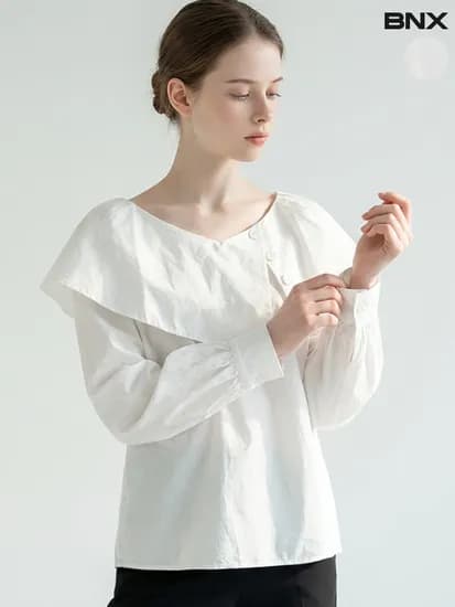 숄더 카라 라운드 블라우스