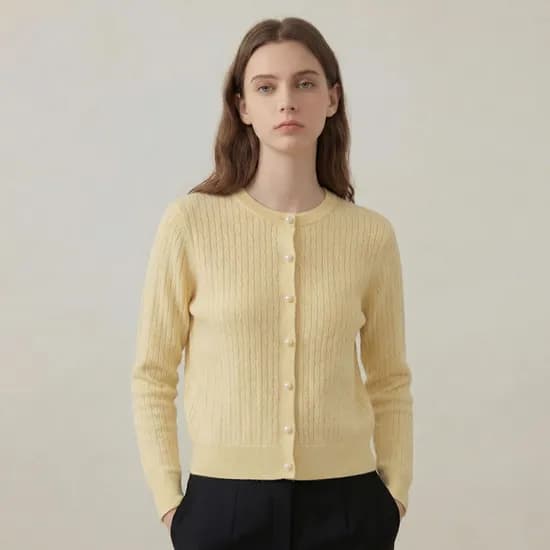 카라 케이블 진주가디건