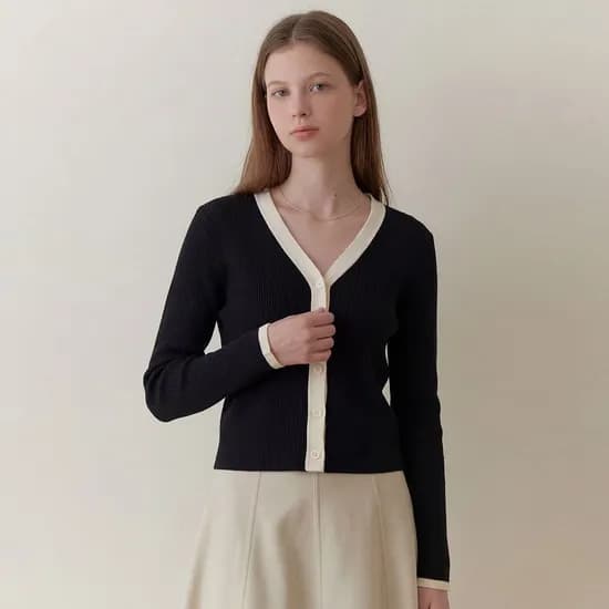 르샵블랑 본사직영 브이넥 트임배색 니트 가디건 11,460원 무배
