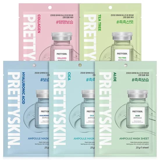 프리티스킨 앰플 마스크팩, 5종, 50매 /11900원 무배