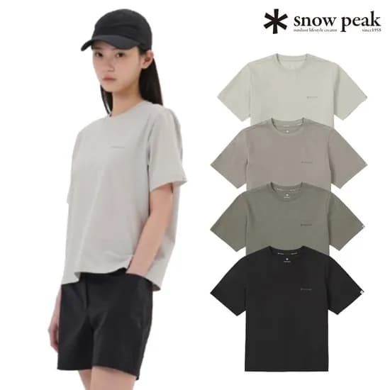 스노우피크 어패럴 에어 퀵드라이 여성 세미크롭 반팔 티셔츠
