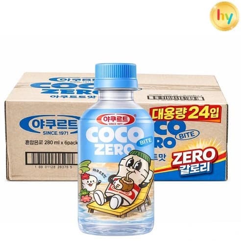 떠리몰 Hy한국야쿠르트 코코바이트 제로 야쿠르트맛 280ml*24입  무료배송 12900원 26.06.04.