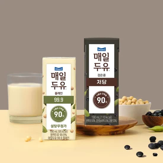 매일두유 2종 190ml 48팩 (플레인 24팩 + 검은콩 24팩) 25,600원