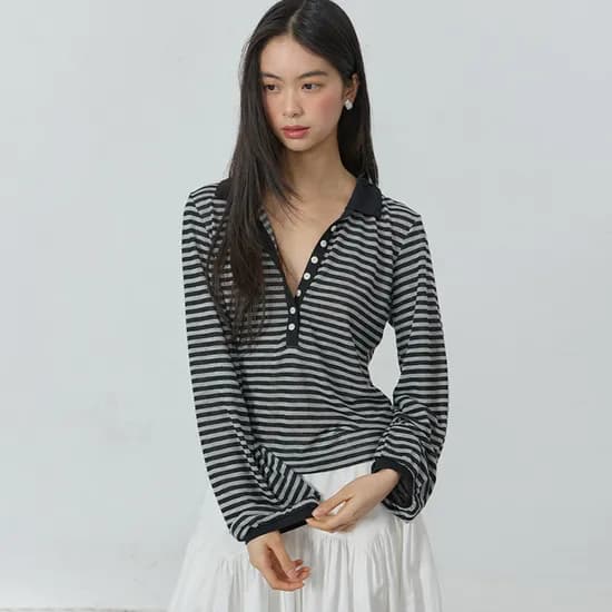 미치코런던 코시노 딥버튼 카라넥 탑 36,210원