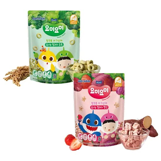 매일유업 요미요미 핑크퐁 아기상어 유기농 쌀과자 혼합 8봉, 15,480원