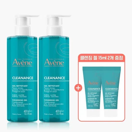 아벤느 클리낭스 클렌징 젤 400ml 2개 15ml 2개