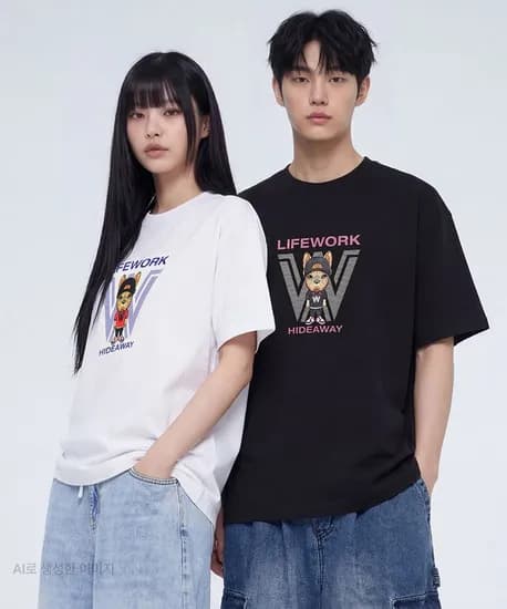 라이프워크 힙독 면100% 반팔 티셔츠