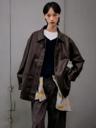 레프트서울 신세틱 레더 하프 자켓 [브라운] 59,856원