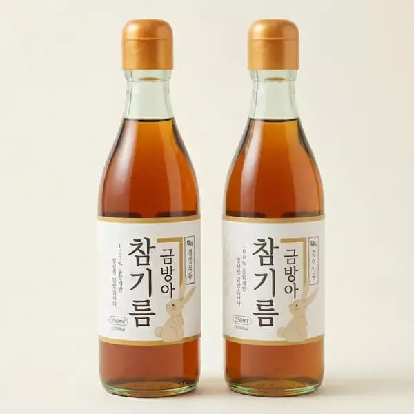 금방아 통참깨 100% 참기름 350ml 2개