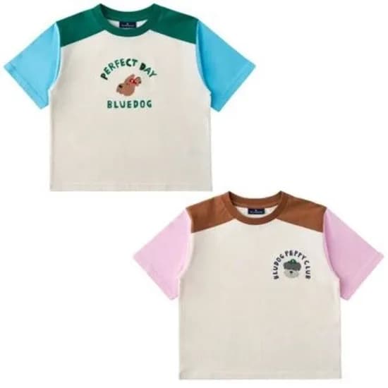 블루독 컬러블럭 5부티셔츠