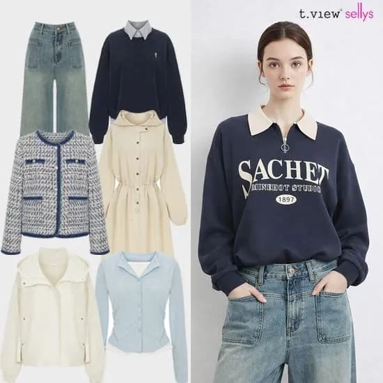 카라배색 집업 레터링 맨투맨 18,860원 무배