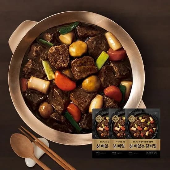 본죽 뼈없는 간장 매운 소갈비찜 700g 3팩