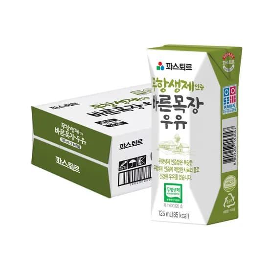 파스퇴르 무항생제 바른목장 우유 125ml, 24개 13,900원~ 무배