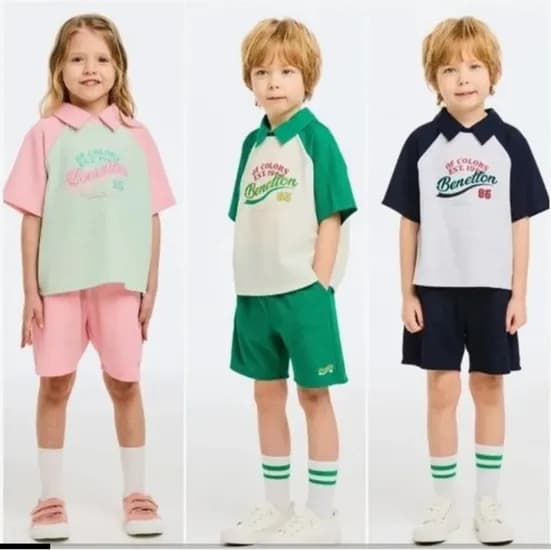 롯데백화점- 상큼발랄 등교룩! 신상 베네통키즈 와플 카라 상하세트 46,510원 무배