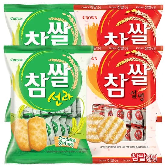 참쌀설병, 128g, 2개 + 참쌀선과, 115g, 2개 7,990원 (무배)