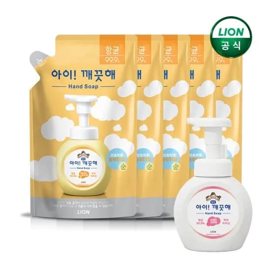 아이깨끗해 핸드워시 리필 200ml 5개+ 공용기250ml 9,900원
