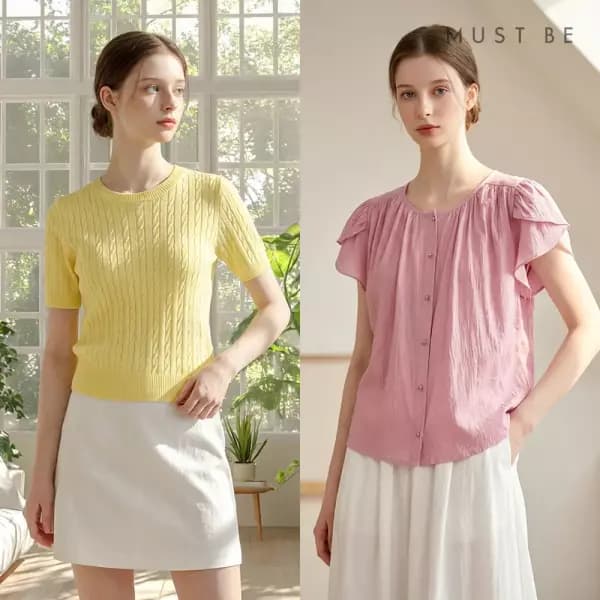 바닐라비/머스트비 꽈배기 라운드 반팔 니트 등 9,320원~