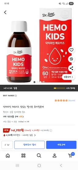 쿠팡 닥터라인 헤모키즈 맛있는 딸기맛 유아철분제 24390원