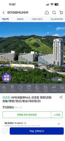 휘닉스 평창 워터파크+루지 패키지 73,470원