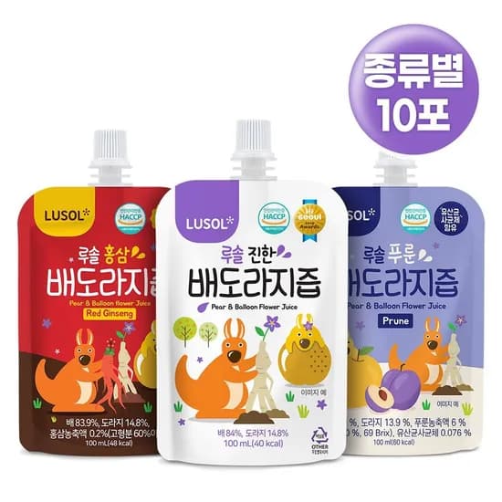 루솔 배도라지즙 3종 체험팩 총 30팩 카드 18330원 무배